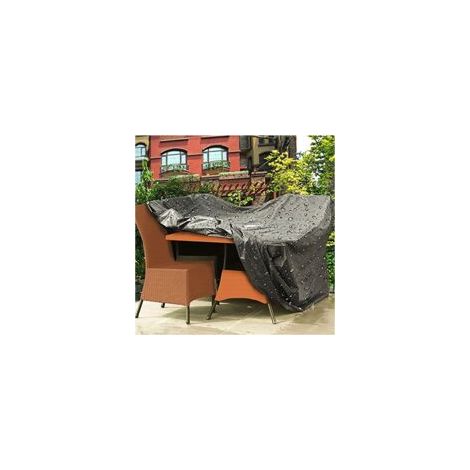 Housse de protection imperméable pour salon de jardin, coupe-vent, protection solaire et anti-poussière, Oxford 210D, pour table, chaises et canapé en rotin, L 200 x l 160 x H 70 cm (1/5)