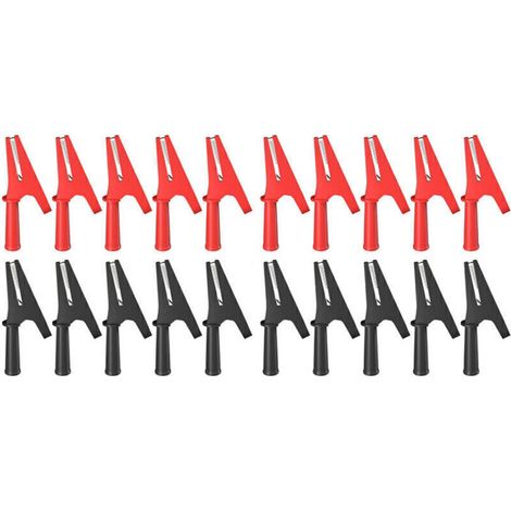Pinces Crocodile Isolées 30 A – Lot de 20 Pièces avec Fiches Banane 4 mm pour Tests Batterie Automobile Rouge et Noir (1/5)