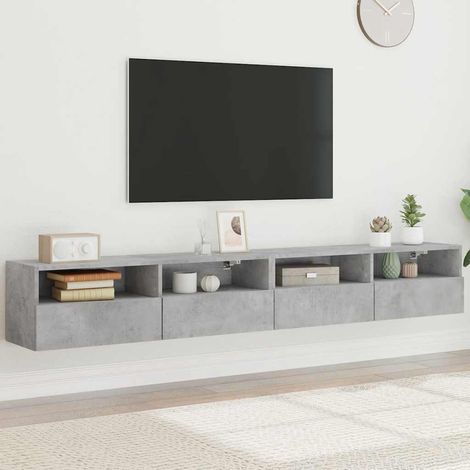 vidaXL Meubles TV muraux 2pcs gris béton 100x30x30cm bois d'ingénierie (1/5)