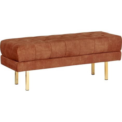 Panca imbottita Glam Sgabello Pouf Accento Gambe in metallo dorato Motivo solido Rosso Roseville