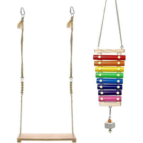 Stück Hühnerspielzeug, klappbares Xylophon mit 8 Metalltasten, Schaukelständer, Sitzstange, Spielzeug für Geflügelgehege, Hähne, Hennen, Küken, Papageien und Aras