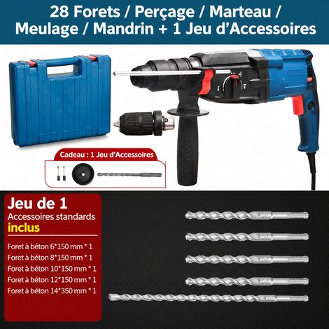 Perforateur Burineur 220V Béton vert émeraude 28 double tête set 1 manche rond 4 Cannelures Réversible 1 kg – Livraison gratuite