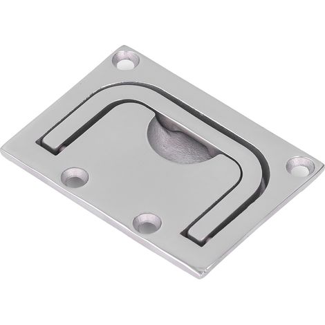 Anneau encastré hublot carré marine acier inox 316 poli miroir 76x56mm poignée trappillon bateau couvercle pont (1/5)