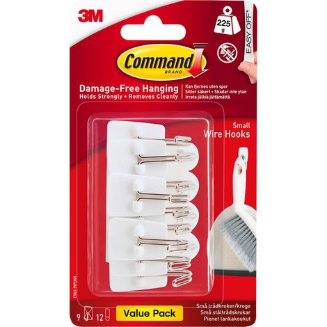 Command™ White Wire Hooks Value Pack (Pack of 9) – Easy-Install, Damage-Free Hanging Solution