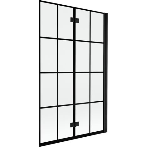 Paravento per vasca da bagno Mexen Mist a 2 ante destro 110 x 150 cm, griglia nera, nero - 8A9-110-002-70-77-P (1/5)