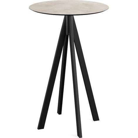Infinity mange-debout avec piètement noir + plateau HPL Moonstone Ø70 cm - Feros (1/4)