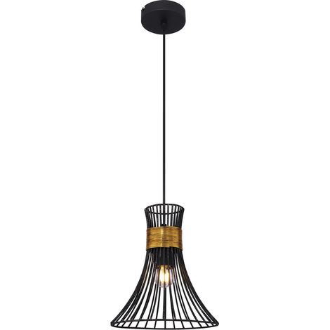 Suspension à cadre métallique noire, 1 ampoule E27