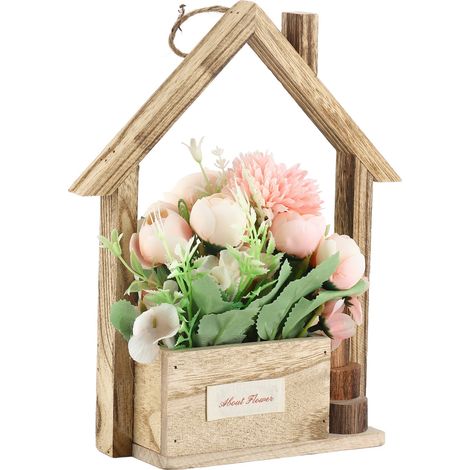 Panier suspendu de fleurs artificielles, jardinière murale décorative unique avec fleurs artificielles pour la maison et le salon (1/4)