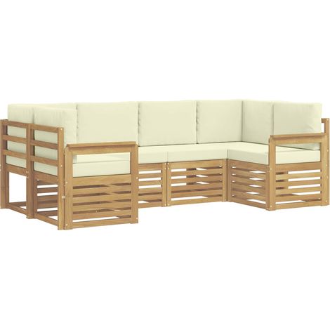 Set di divani da esterno 5 pcs Bianco e Crema vidaXL