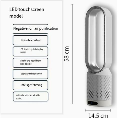 Ventilador de escritorio de 58 cm con 8 velocidades y función de temporizador, ideal para salón y dormitorio (color plata, 1 unidad, enchufe estándar europeo). (1/5)