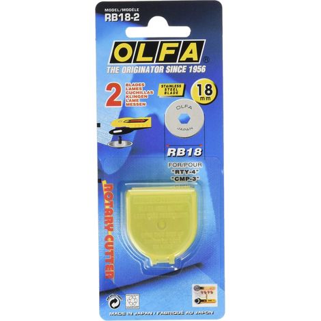 Olfa - RB18, Set di 2 lame di ricambio per cutter rotante, 18 mm (1/2)
