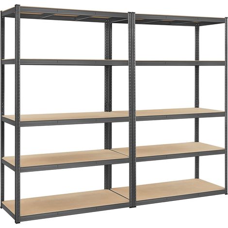 Estantería de alta resistencia de 60 x 120 x 200 cm 5 niveles de acero para cajas de herramientas montaje sin herramientas capacidad de 875 kg color negro 120005574