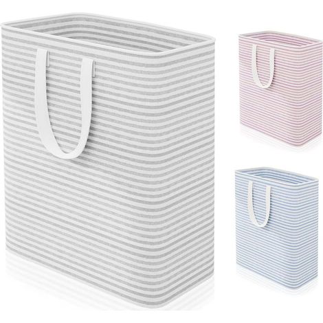 Grand Panier à Linge Pliable 80L, Panier à Linge Imperméable Autoportant, Poignées Renforcées, Corbeille à Linge pour Vêtements, Serviettes, Jouets et Couvertures, Gris (1/5)