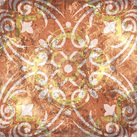 Tableau sur toile original orange et blanc | Tableau moderne à motif oriental pour salon | Tableau coloré idéal pour cuisine 0,5 x 0,5 m (1/2)