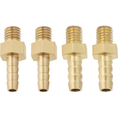 Lot de 4 raccords métriques en laiton M5 x 0,8-3 mm et M5 x 0,8-4 mm pour tuyau d'étang, adaptateur de tuyau de piscine, raccord fileté mâle doré (1/5)
