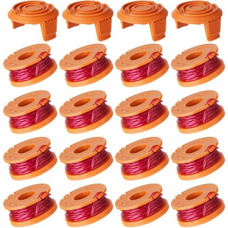 Lot de 20 bobines fil coupe-bordures, compatibles Worx, recharges 0,065 pouce (16 bobines, 4 capuchons) (1/5)