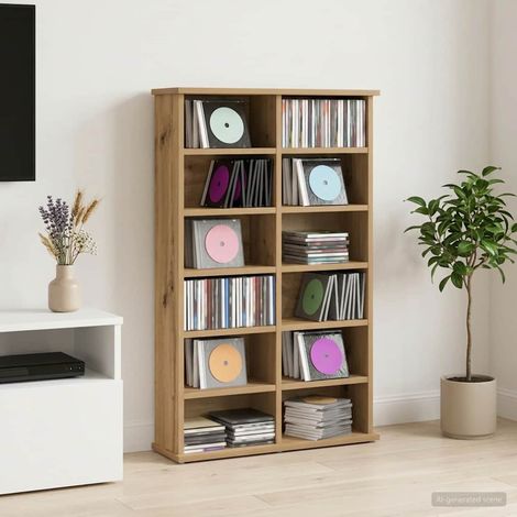 vidaXL Cabinet para CDs Roble artisan 60 x 17 x 92 cm (1/5)