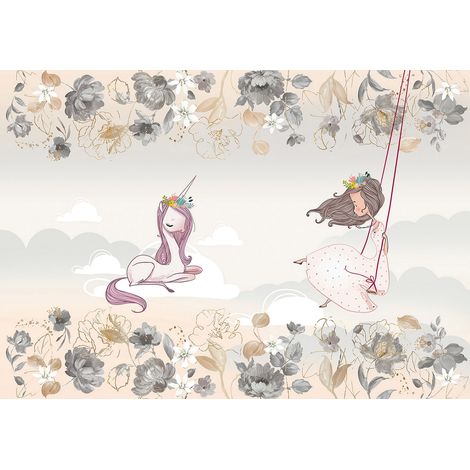 Papier peint panoramique Enfants - Fée Licorne - 130 cm x 91 cm (1/2)