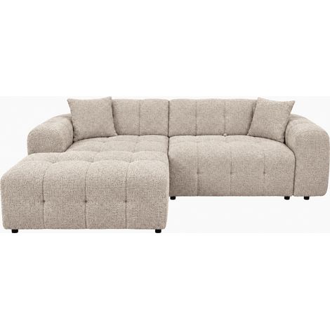 MILAN Canapé d'angle convertible en tissu beige - Angle gauche (1/5)