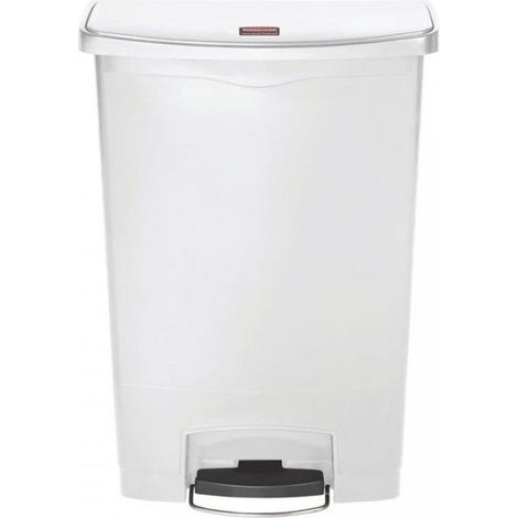 Poubelle à pédale frontale 90 Litres, en polyéthylène blanc, SLIM JIM (1/2)