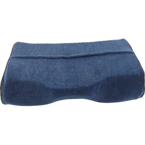 Oreiller cervical ondulé à récupération lente, bleu foncé, pour un soutien optimal des personnes dormant sur le dos-AquaForge (1/5)