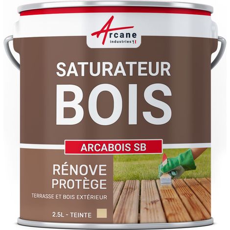 Arcane Industries – Saturateur bois extérieur 2.5 L – Protection durable contre intempéries – Aspect naturel mat – Pour terrasses et bardages en bois