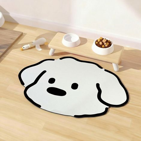 Tapis de gamelle pour chien - 40 x 60 cm - Grand tapis de nourriture à séchage rapide - Antidérapant - Tapis absorbant pour gamelle pour chat (40 x 60 cm, chiot mignon) (1/5)