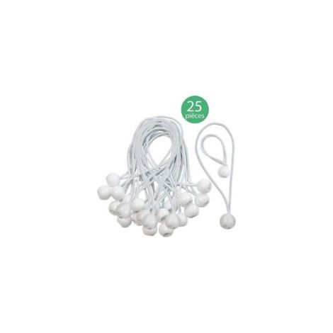 Tendeur de bache Tendeurs à boule tendeur élastique tendeur en caoutchouc pour bannière,bache,pavillon,tente,rideaux Harnais d’extension,support de bache Blanc,15cm (Blanche,25pcs) (1/5)