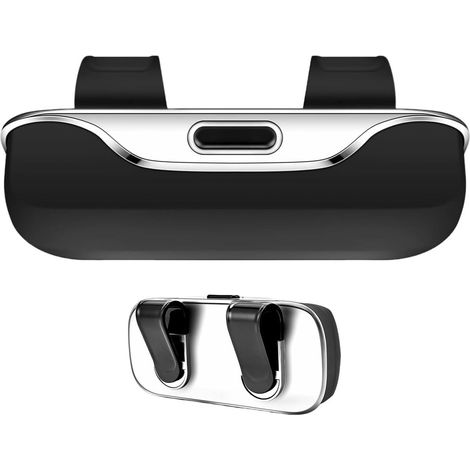 Porte-lunettes de soleil pour voiture - Support de rangement pour lunettes doublé de tissu doux - Clip anti-rayures pour véhicules - Noir (1/5)