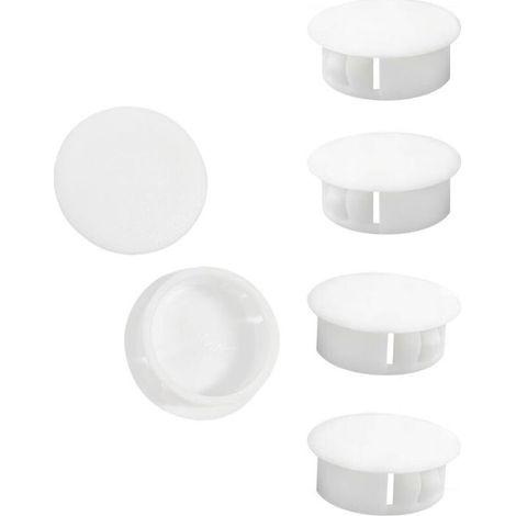 Bouchons en plastique pour meubles - MICH - 10 pièces - 25 mm - Blanc - Cache trou - Plastique nylon (1/5)