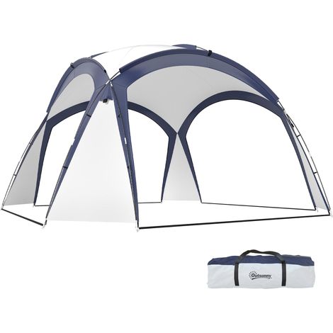 Tente dôme pour 6 à 8 personnes, pavillon, protection contre le soleil et la bruine, 3,5 x 3,5 x 2,22 m, blanc crème (1/5)