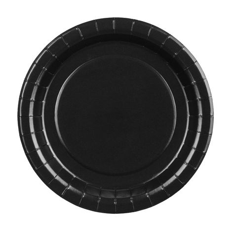 Assiettes rondes en carton noires 18 cm, lot de 6 (1/3)