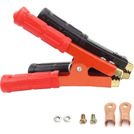 2pcs Pinces de Batterie 800A Pinces Crocodiles en Métal Isolée Battery Clips avec Poignée en Plastique pour Câbles de Démarrage (1/5)