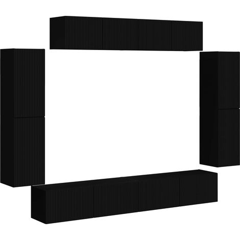 Mobile TV da parete moderno dal design pulito 98 x 31 x 29,5 cm con pratico spazio di archiviazione in legno nero 020056200