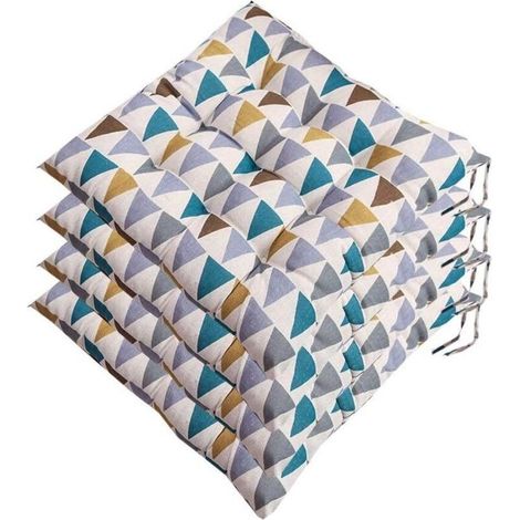 Lot de 4 galettes de chaise 40x40cm Coussin rembourré polyester/coton Lavable jusqu'à 30°C Liens de fixation inclus (1/3)