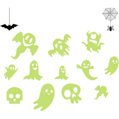 Autocollants Fantômes D'Halloween Autocollants Halloween À Lueur Stickers Décoratifs Fantôme pour Porte Vitrée Idéal Pour Maison, Appartement, Salon, Bureau, Cuisine, Salle De Bain Et (1/5)