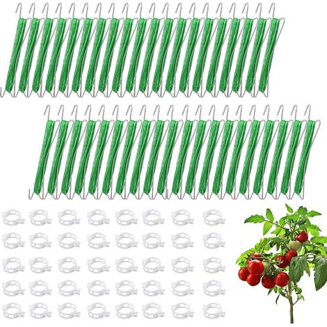 Crochet Tomate Jardin,40 pièces Crochets pour tomates avec 80 Boucles pour Plantes &10m Corde,Clips cintreuse Plantes,Support Tomate