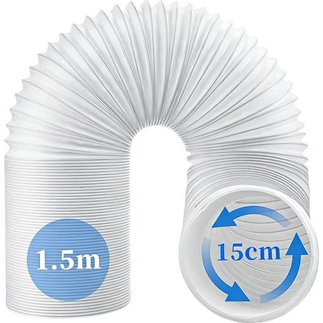 Tragbarer Klimaanlagenschlauch (1,5 m x 150 mm), universeller Klimaanlagen-Abluftschlauch, Ablaufschlauch mit Linksgewinde, flexibler Verlängerungsschlauch für Küchenklimaanlagen (1/5)