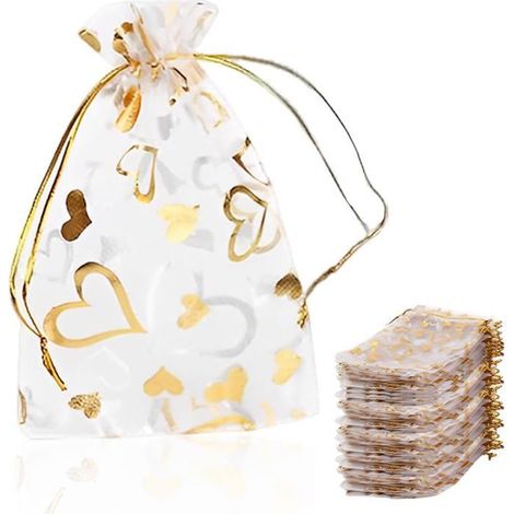 100 Pièces Pochettes à Bijoux Organza, 7 9cm Sachets Pochettes Cadeau en Organza, Parfait pour Mariage, Noël, Anniversaire (1/5)