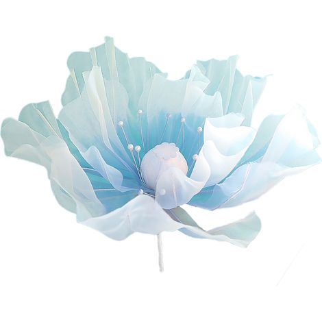 Fleur artificielle en gaze de soie bleu ciel, décoration de mariage en extérieur, grande fleur artificielle pliable exquise (1/2)