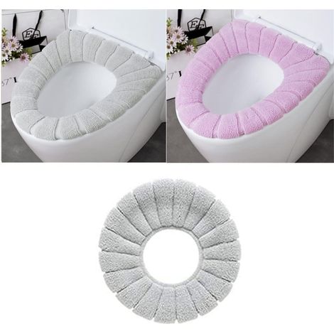 Coussins de Siège de Toilette Coussins de Couverture de Siège de Toilette Tapis de Siège de Toilette Universel en Tissu Extensible (Beige + rose) (1/5)