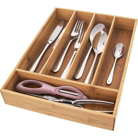 Besteckeinsatz aus Bambus für Küchenschubladenbehälter 35x26x5 (1/5)