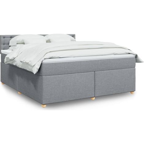 Boxspringbett mit Matratze Hellgrau 180x200 cm Stoff