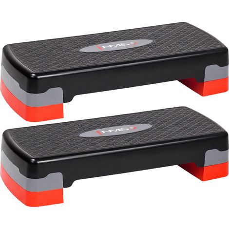 Aerobic Step Platform, Black/Red, Adjustable Height, 2-Pack (1/5)
