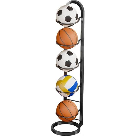 Support Ballon Foot à 5 Niveaux, Amovible Rangement pour Balles Vertical Support De Ballon De Garage Robuste Support De Rangement pour ÉQuipement De Sport Organisateur D'ÉQuipement De Sport (1/5)