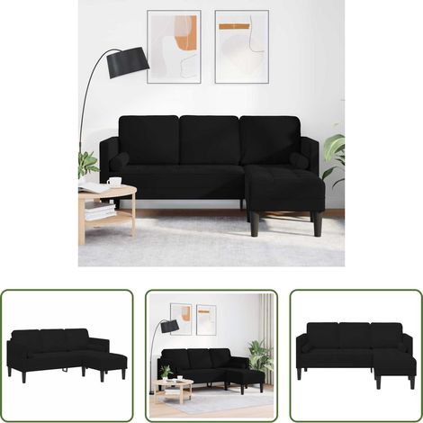 Ecksofa - Sofa Set mit Kissen Schwarz Polyester (1/5)