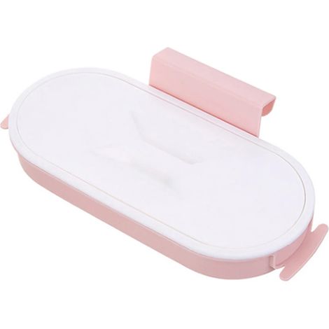 (Rose) Porte-sacs poubelle suspendu portable en plastique, crochet pour sac, support pour éponge à récurer, étagère sèche, organisateur de cuisine (1/5)