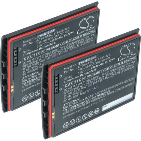 vhbw 2x Battery Replacement for Honeywell 318-055-067, CT50-BTSC for Handheld Mobile Computer (4000 mAh, 3.8 V, Li-Ion) (1/4)