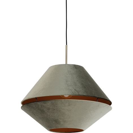 Moderne Hängelampe Bronze mit doppeltem Samtschirm Grün - Combi 1