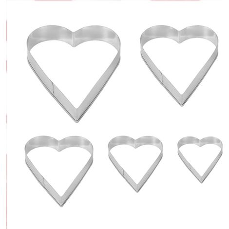 Set mit 5 herzförmigen Ausstechformen aus Edelstahl, ideal für den Valentinstag